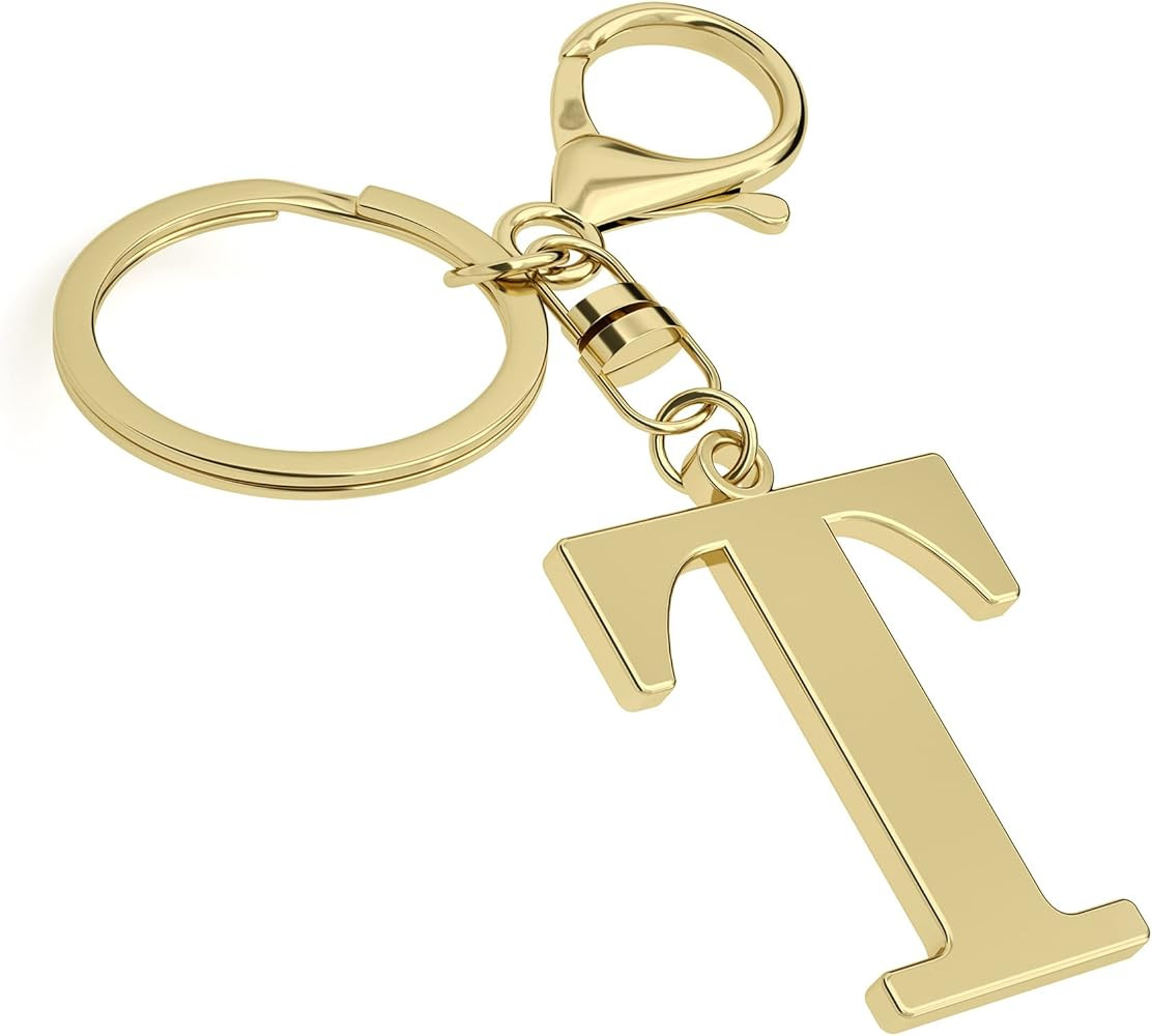 Stainless Steel Gold Letter A-Z Keychain for Women Men, Initial Letter Pendant with Key Ring, Cha... | Amazon (US)