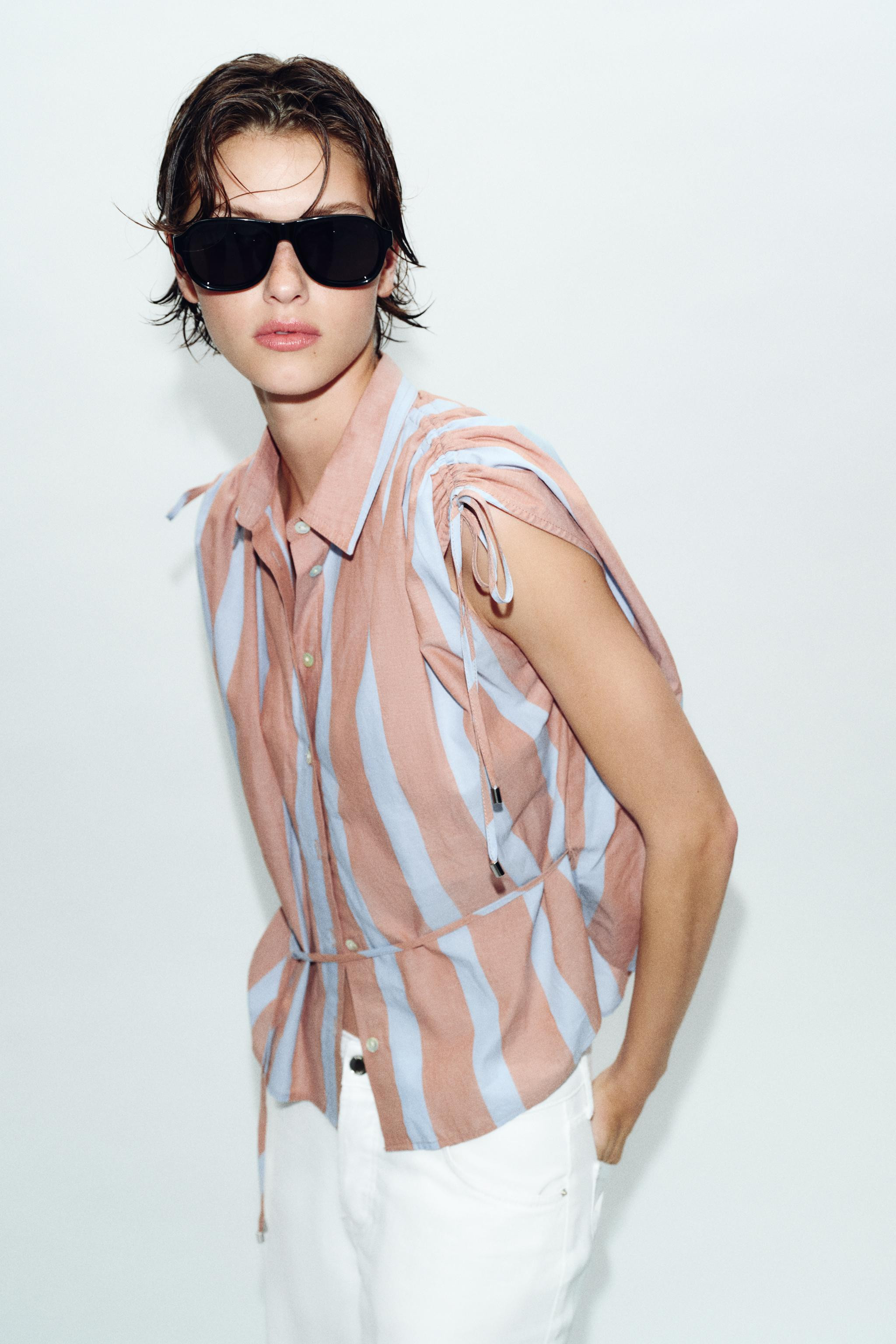 LACED STRIPED SHIRT | Zara US