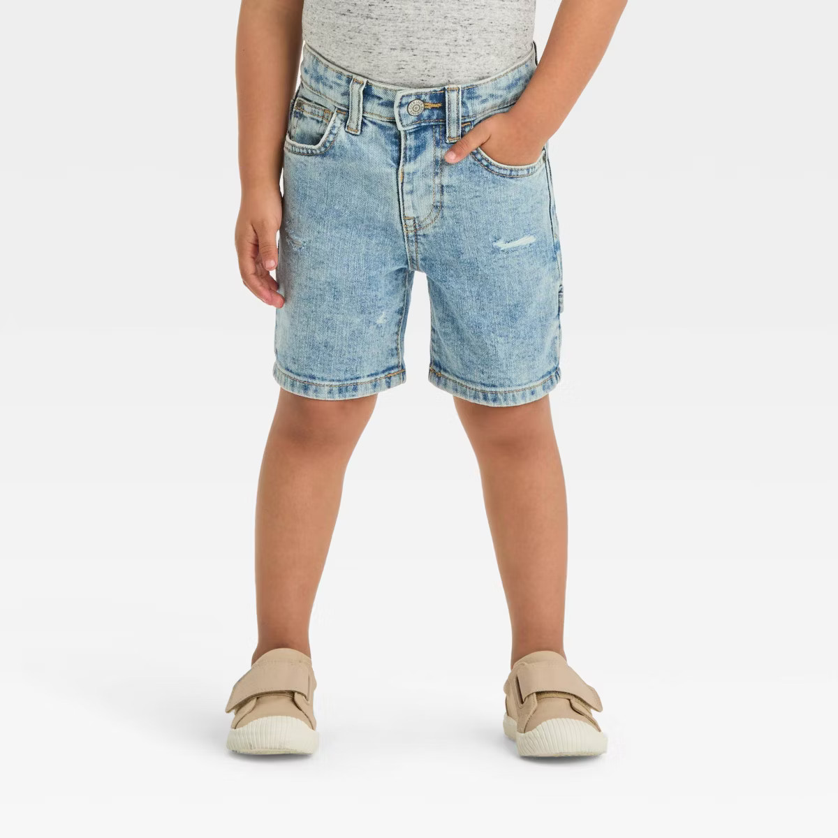 Toddler Boys' Button-Front Denim At Knee Shorts - Cat & Jack™ Light Wash 5T | Target