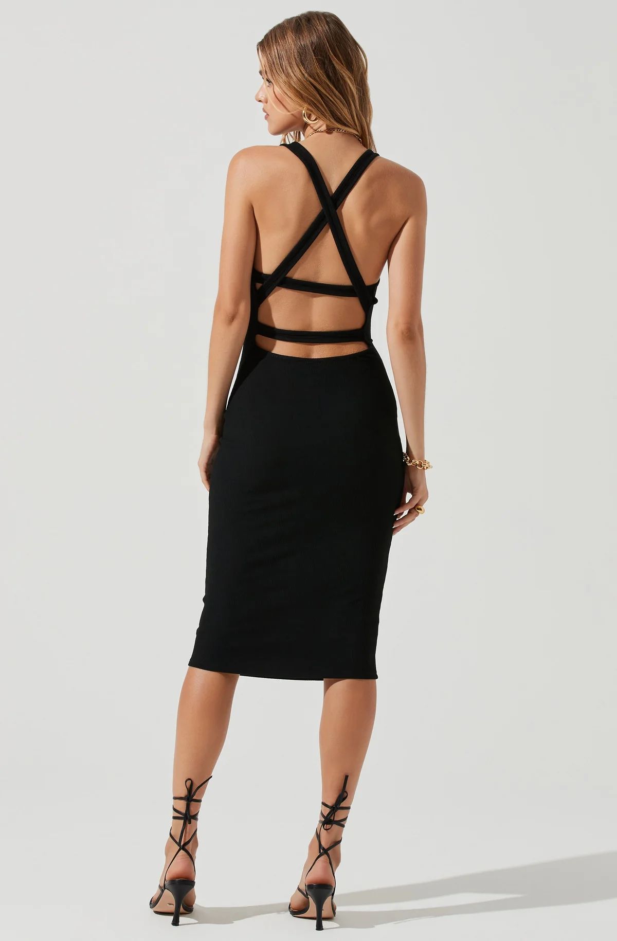 Rio Ribbed Knit Cross Strap Midi Dress | ASTR The Label (US)