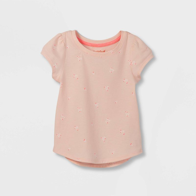 Toddler Girls' Floral Short Sleeve T-Shirt - Cat & Jack™ Peach Orange | Target