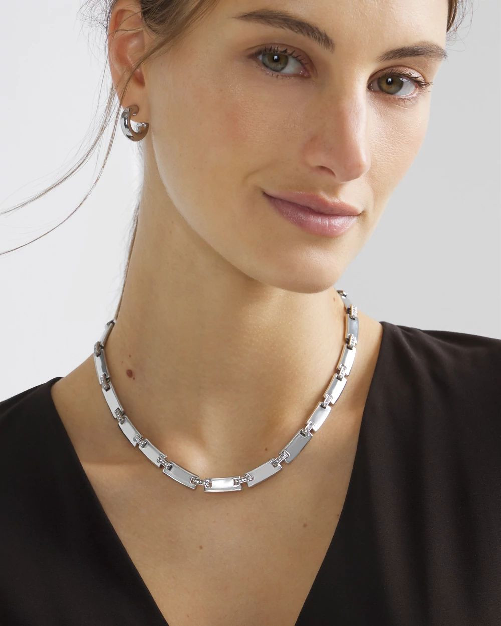 Silver Pave Link Necklace | White House Black Market | White House Black Market