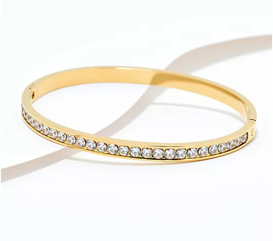 Steel by Diamonique Round Cut Pave Bangle - QVC.com | QVC