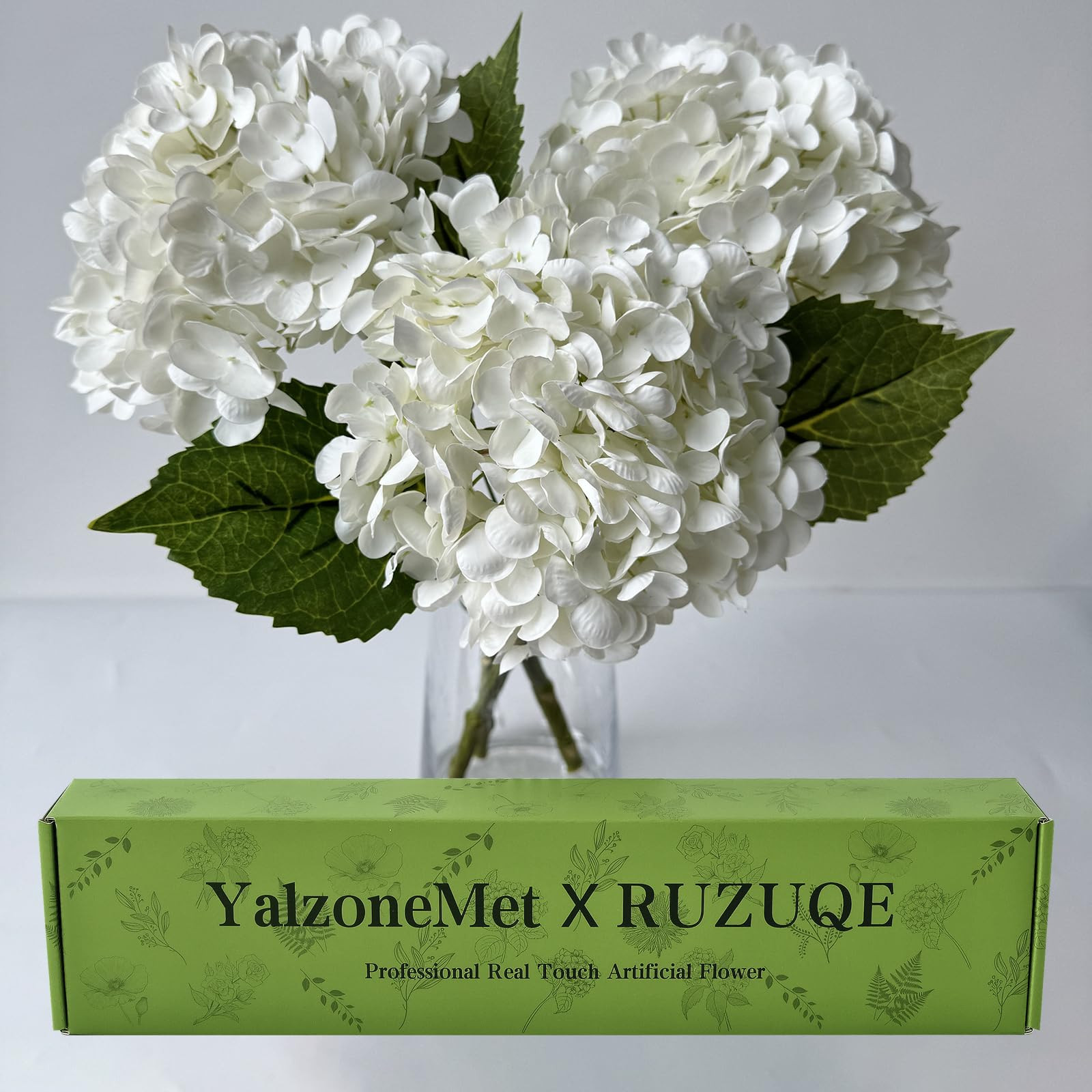 YalzoneMet 3 PCS White Hydrangea Artificial Flowers 21 inchs Real Touch Faux Hydrangea Flowers fo... | Amazon (US)