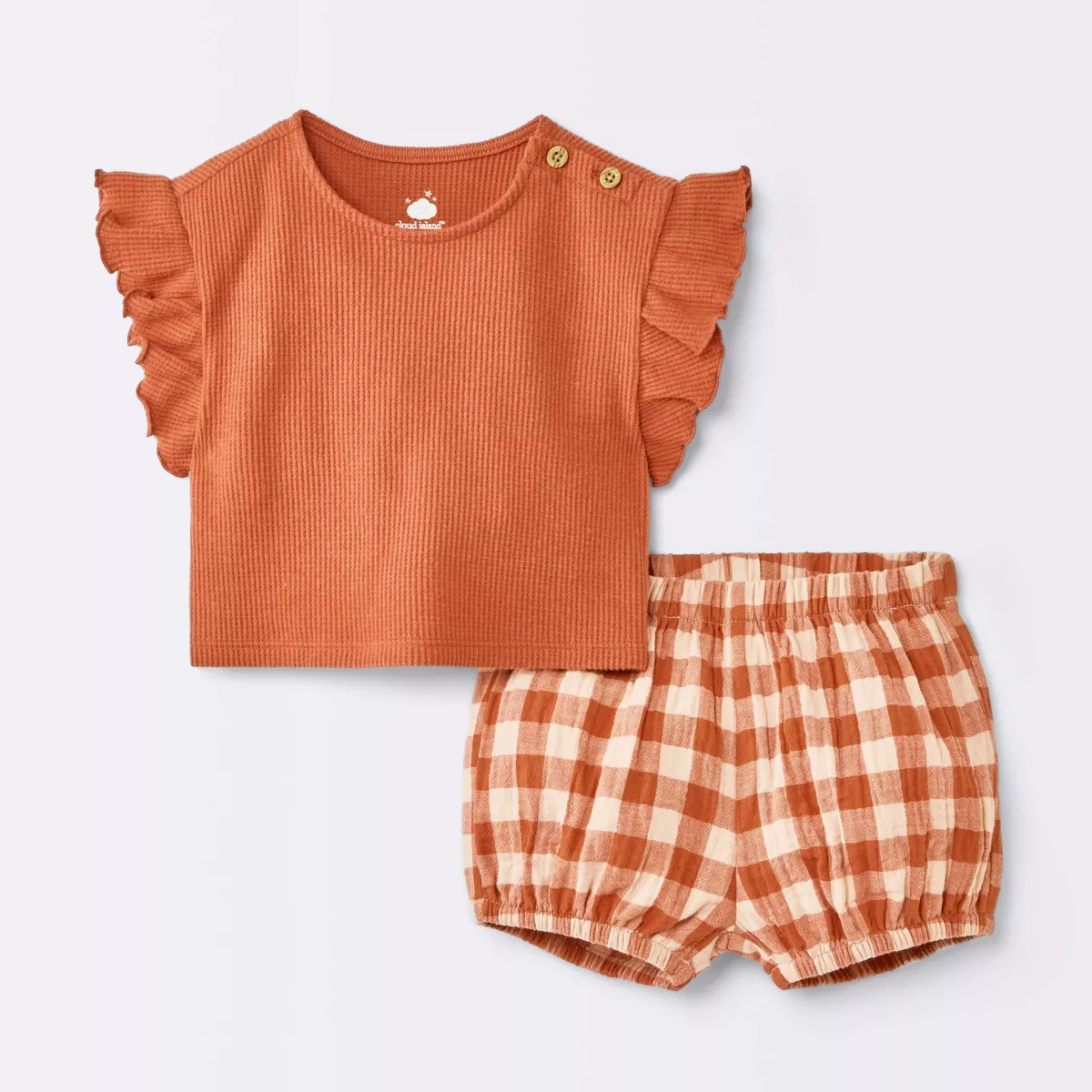 Baby Girls' 2pc Flutter Gingham Set - Cloud Island™ Orange 6-9M | Target
