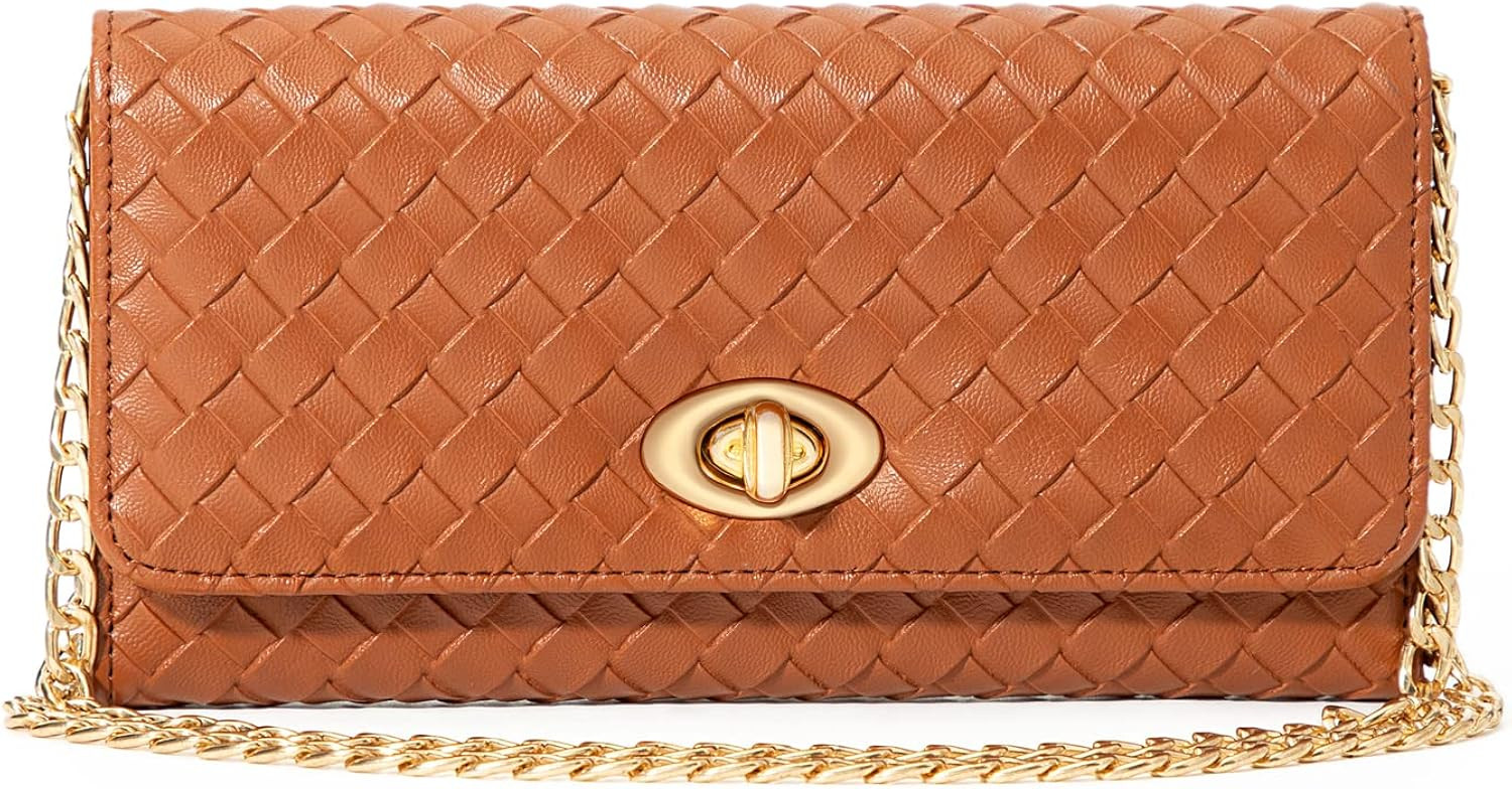 U+U Small Wallet Purses for Women Crossbody, Woven Credit Card Holder with Detachable Metal Chain... | Amazon (US)