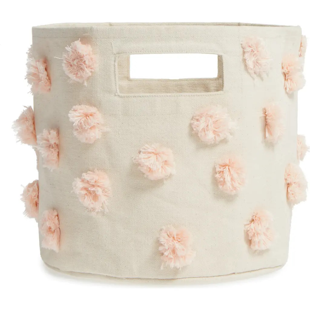 Pehr Pompom Canvas Basket Pint in Pink at Nordstrom | Nordstrom