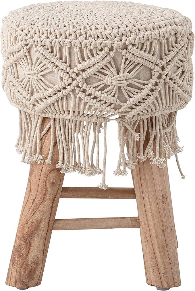 Bloomingville Mango Wood Macrame Stool, Natural | Amazon (US)