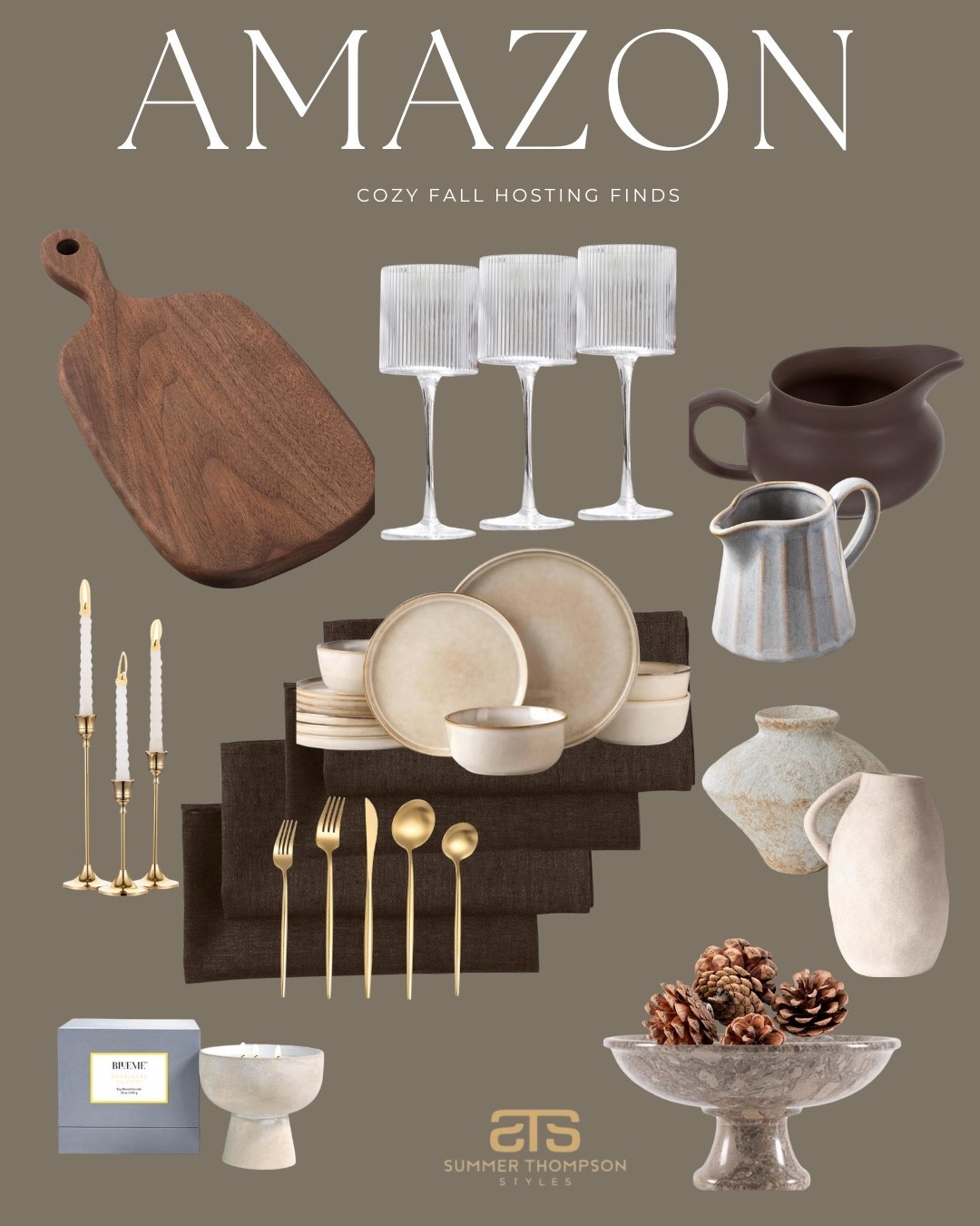 Bring cozy fall vibes to your table with these Amazon finds 🍂 From earthy dinnerware to timeless glassware and warm accents, this tablescape is perfect for hosting all season long.

#AmazonHome
#FallTablescape
#TableDecorIdeas
#NeutralHomeDecor
#AmazonFinds
#DinnerPartyDecor
#TablescapeInspo
#AffordableHomeDecor
#FallDecorIdeas
#HostInStyle

#LTKHome #LTKStyleTip #LTKU