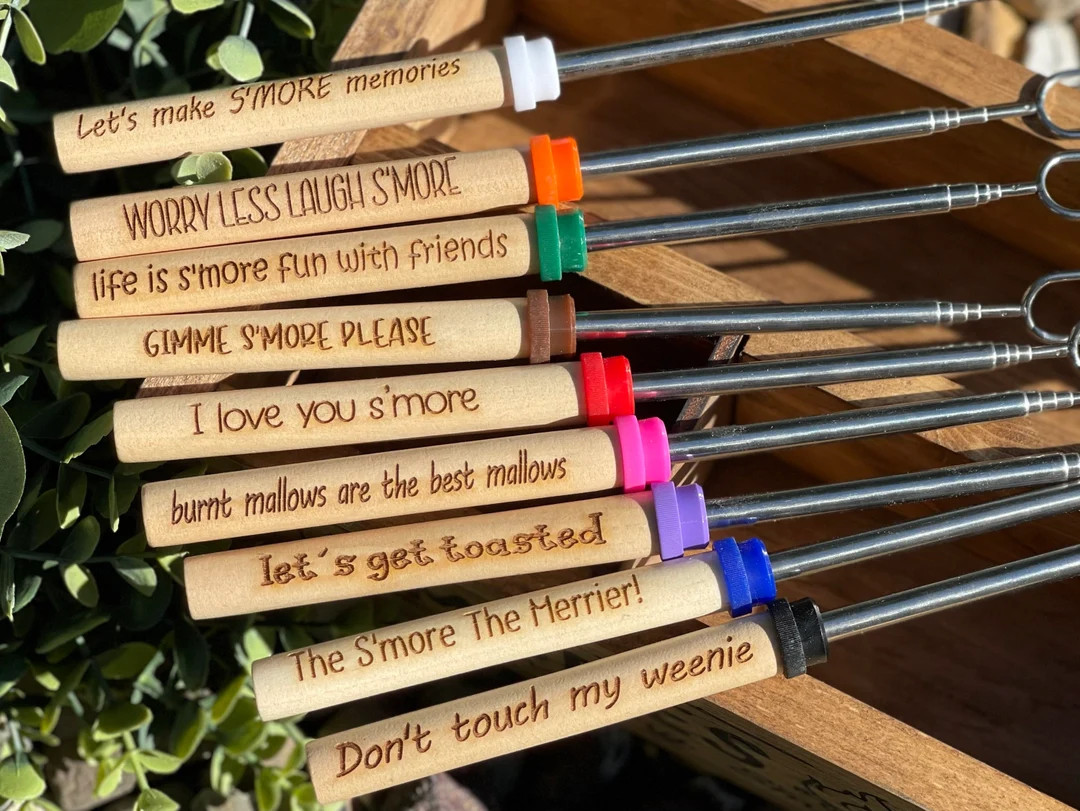 S’mores Roasting Sticks, Engraved Marshmallow Roasting, Expanding Campfire, S’mores Sayings, ... | Etsy (US)