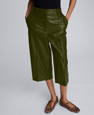 Kenneth Cole Women’s Faux Leather High Rise Pintuck Culotte - Macy's | Macy's