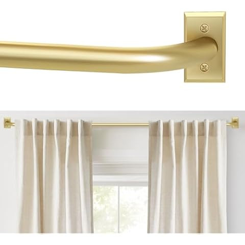 Gold Wrap Around Curtain Rods,2 Pack Gold Curtain Rods for windows 48 to 84 Inch(4-7Ft),Adjustabl... | Amazon (US)