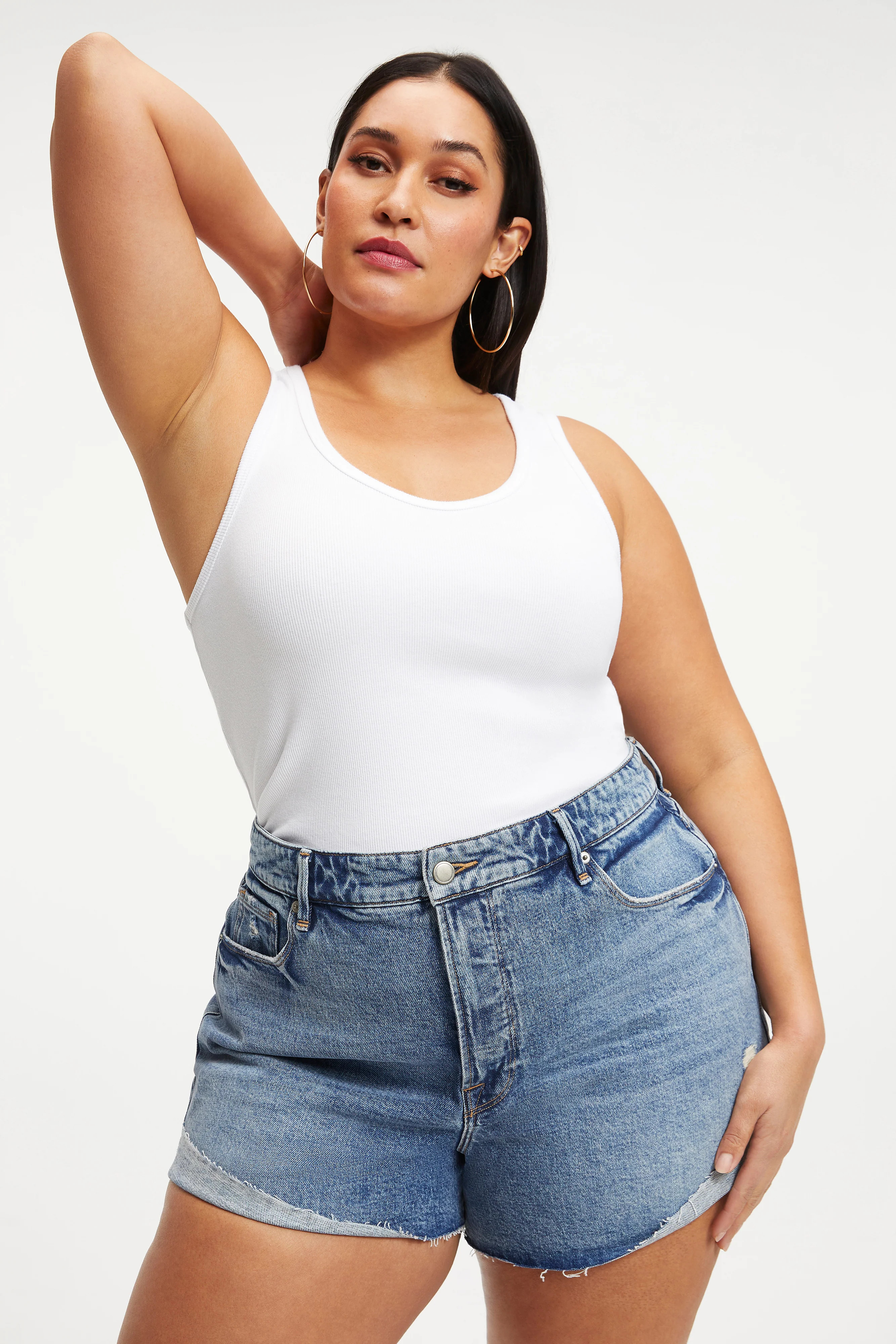 FITTED SCOOP NECK TANK | WHITE001 | Good American