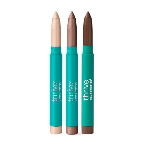 Thrive Causemetics Brilliant Eye Brightener Shimmer Classic Eyeshadow Stick Bundle, 3 Shades, Waterproof & Crease Proof Cream to Powder Long Lasting Formula, 3 Shadow Sticks & Confetti Makeup Bag | Amazon (US)