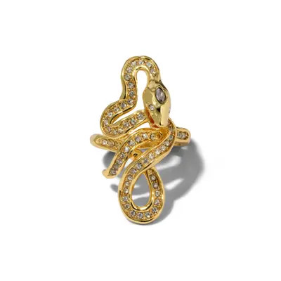Alexis Bittar Serpent 14k Gold Plated Crystal Coiled Ring in Crystals at Nordstrom, Size 8 | Nordstrom