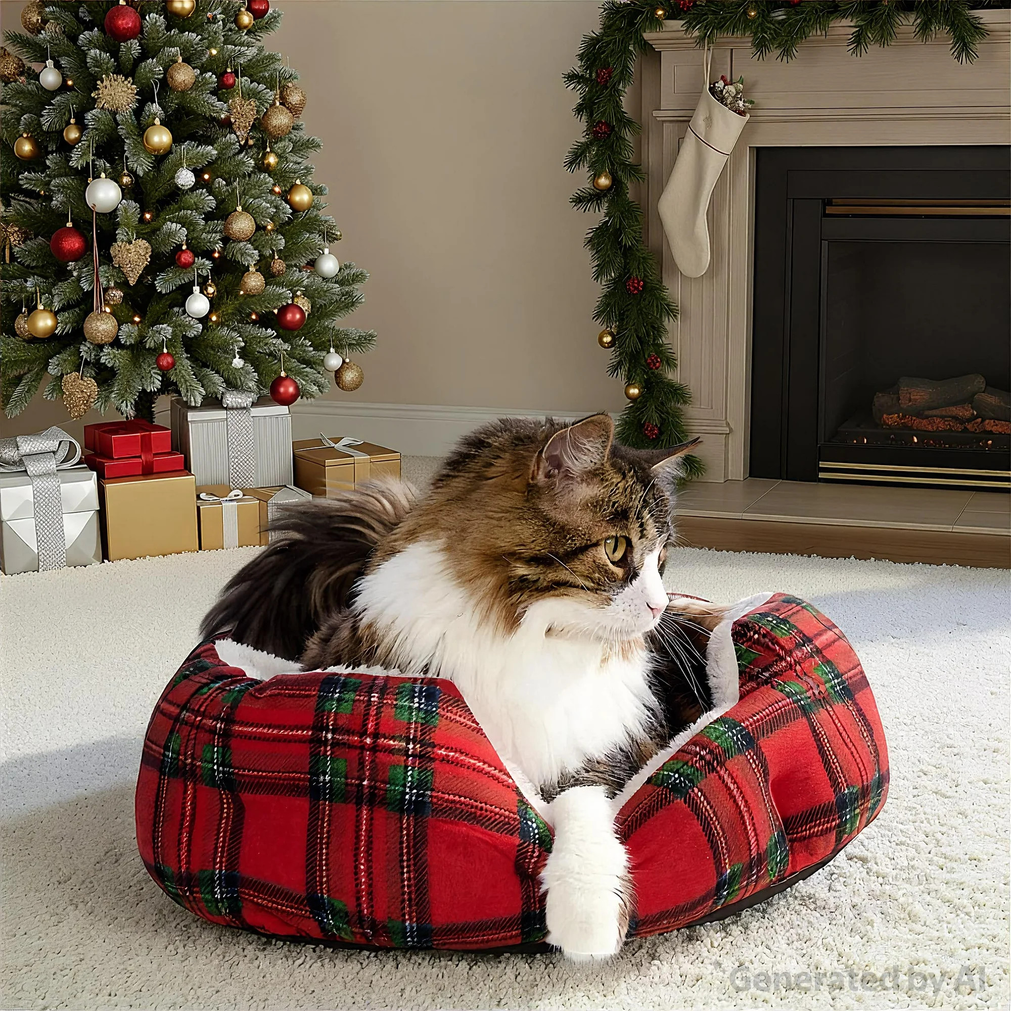 Vibrant Life Small Cuddler Pet Bed, Red and Black Plaid, 18" x 16" | Walmart (US)