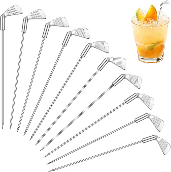 Pickmesh 10 Pcs Metal Golf Cocktail Picks 4.7 Inch Golf Metal Toothpicks for Appetizers Sandwich ... | Amazon (US)