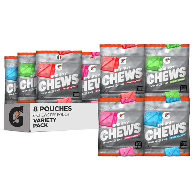 Gatorade Energy Chews, 4 Flavor Variety Pack, 1.06 oz Pouches, (8 Pack) | Caffeine Free, B12, 100... | Amazon (US)