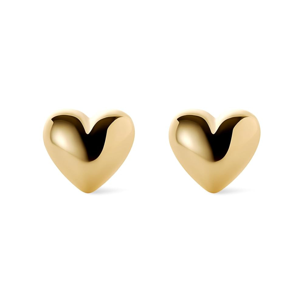 Ana Luisa Puffed Heart Earrings - Heart Charm Huggie Hoops and Earring Stud Styles - Dainty 14K G... | Amazon (US)