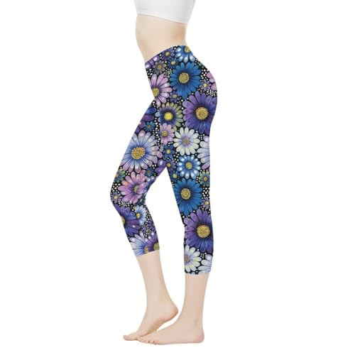 AFPANQZ Womens High Waisted Leggings Purple Hippie Flower Breathable Workout Running Yoga Pants Lightweight Sport Legging for Yoga Gym Running | Amazon (US)
