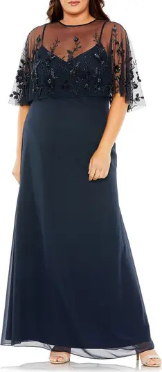 Beaded Mesh Overlay Gown | Nordstrom