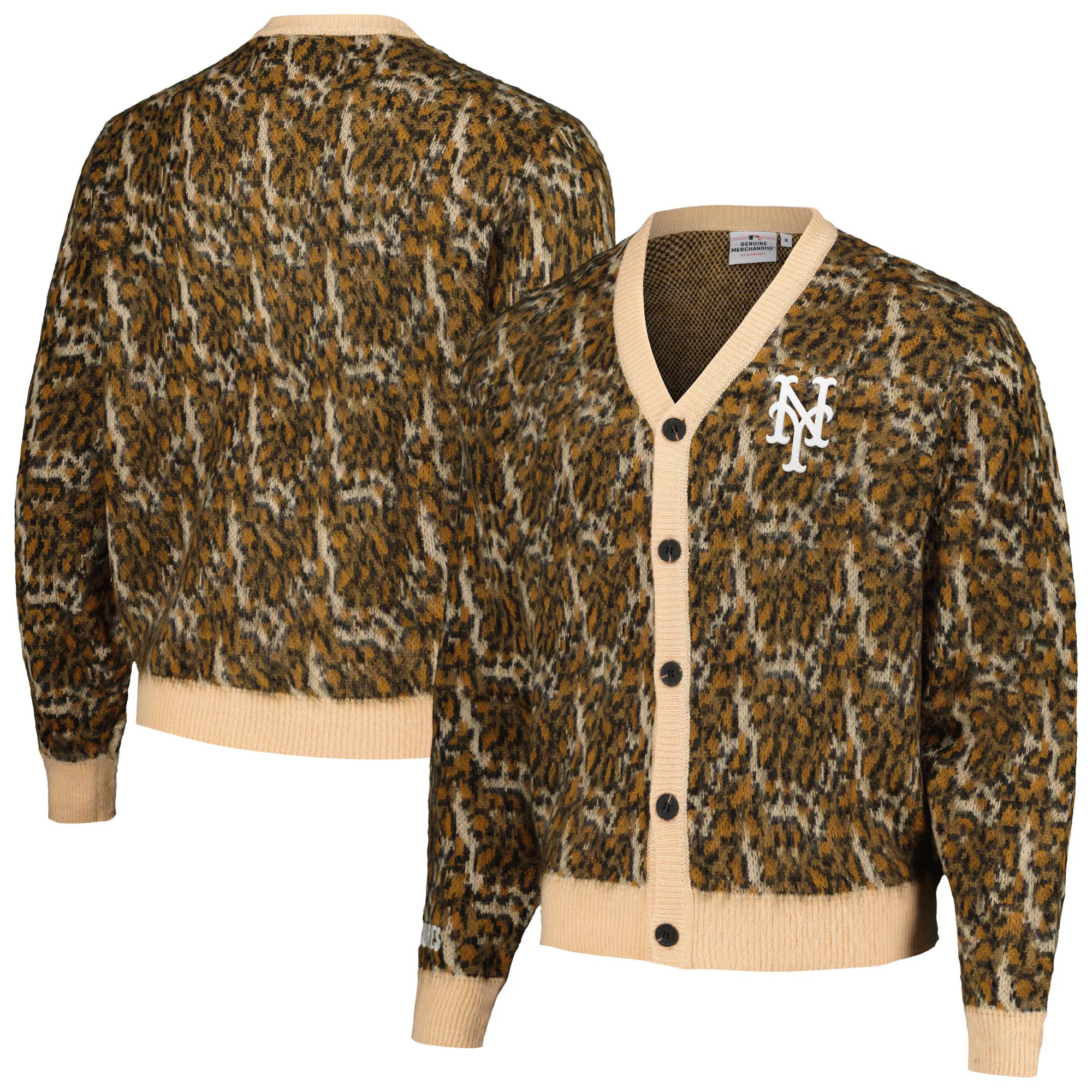 New York Mets PLEASURES Cheetah Cardigan Button-Up Sweater - Brown | Lids