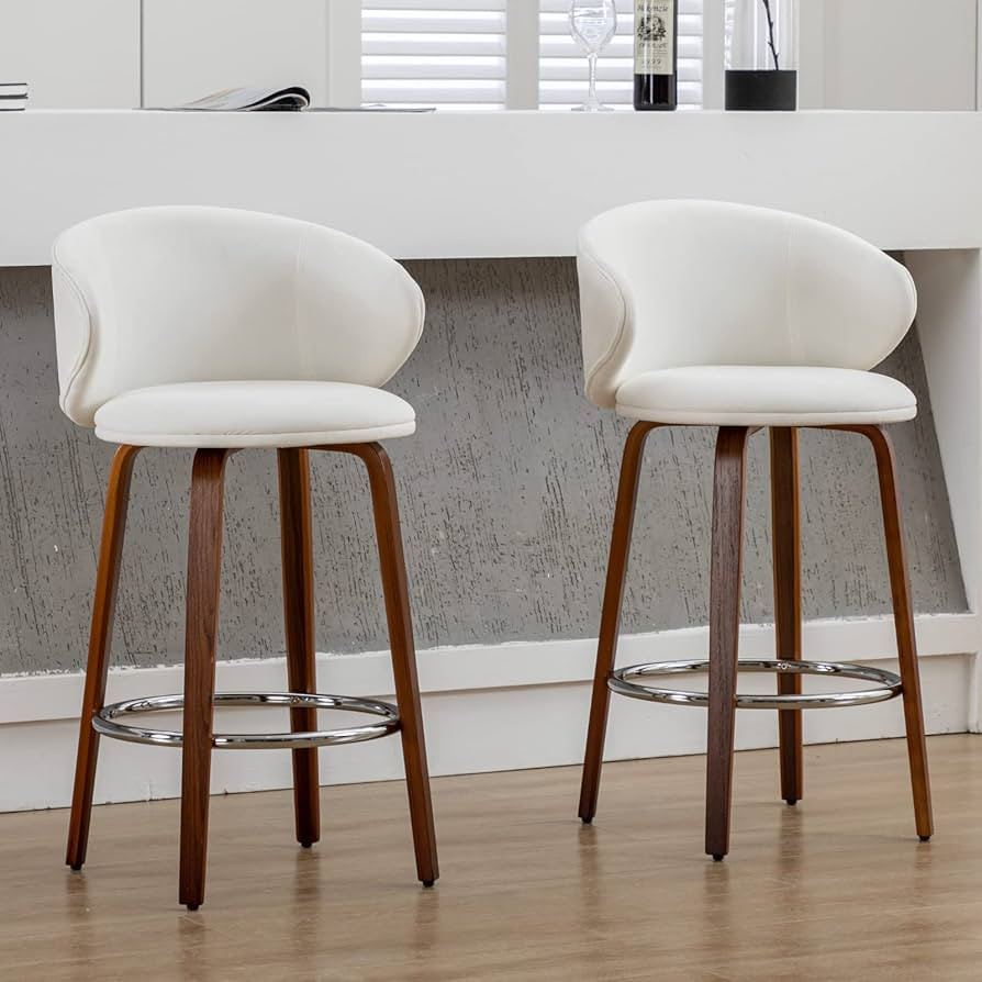 LukeAlon Modern Velvet Counter Stools Set of 2, Upholstered 26" Seat Height Low Bar Stools with W... | Amazon (US)