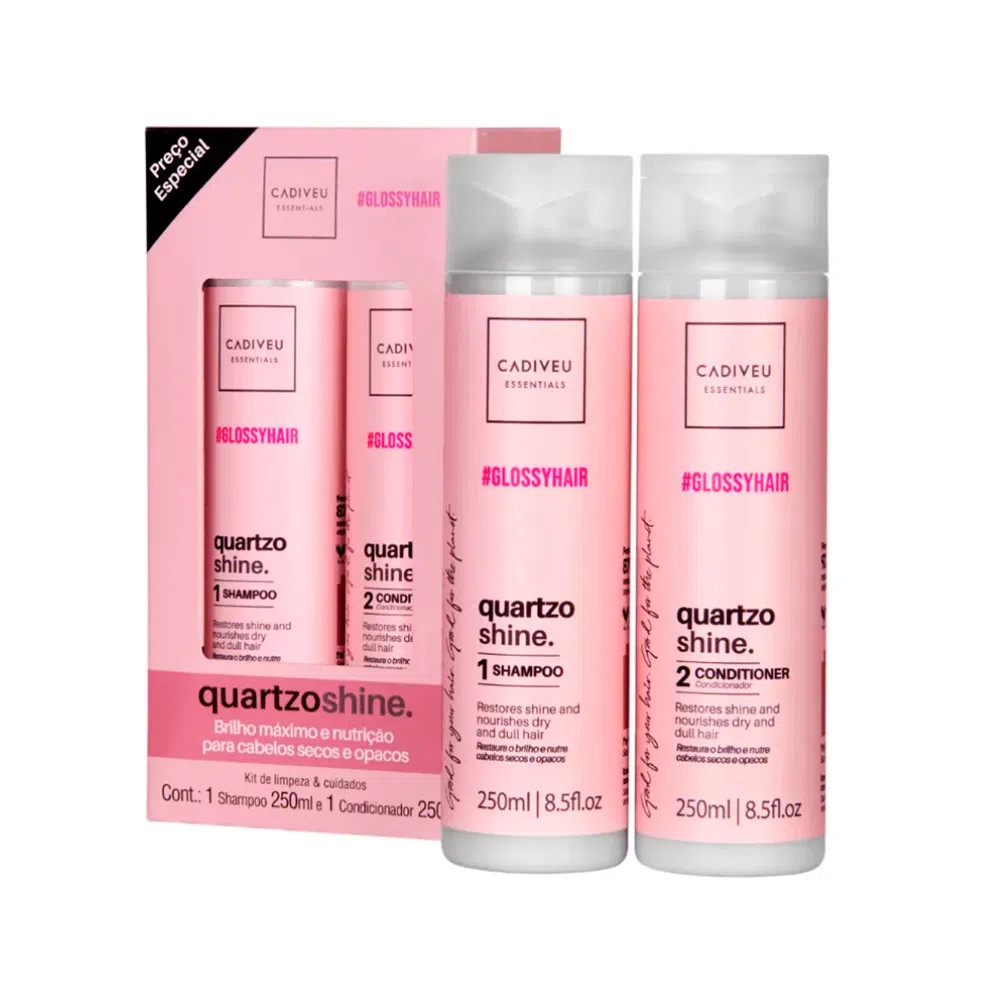 Kit Cadiveu Essentials Quartzo Shine by Boca Rosa - Shampoo 250 ml  + Condicionador  250 ml | Amobeleza (BR)
