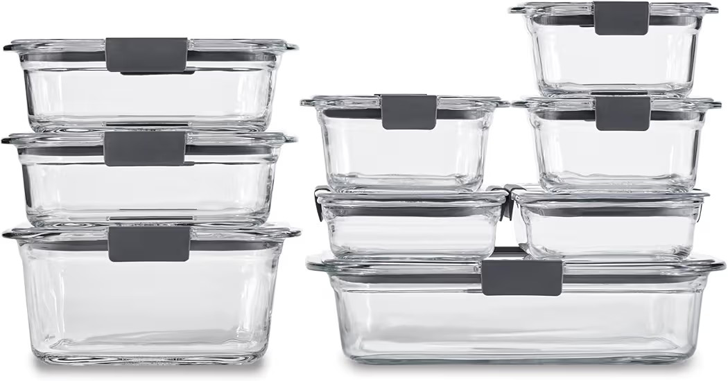 Rubbermaid Brilliance Glass Food Storage Containers, Assorted Sizes, Set of 9, BPA-Free, Leak-Pro... | Amazon (US)