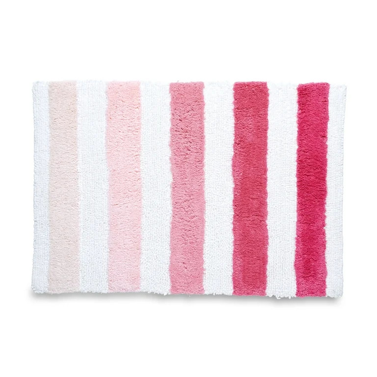 Gap Home Kids Ombre Stripe Organic Cotton Non-Slip Bath Rug, Pink, 20"x30" | Walmart (US)