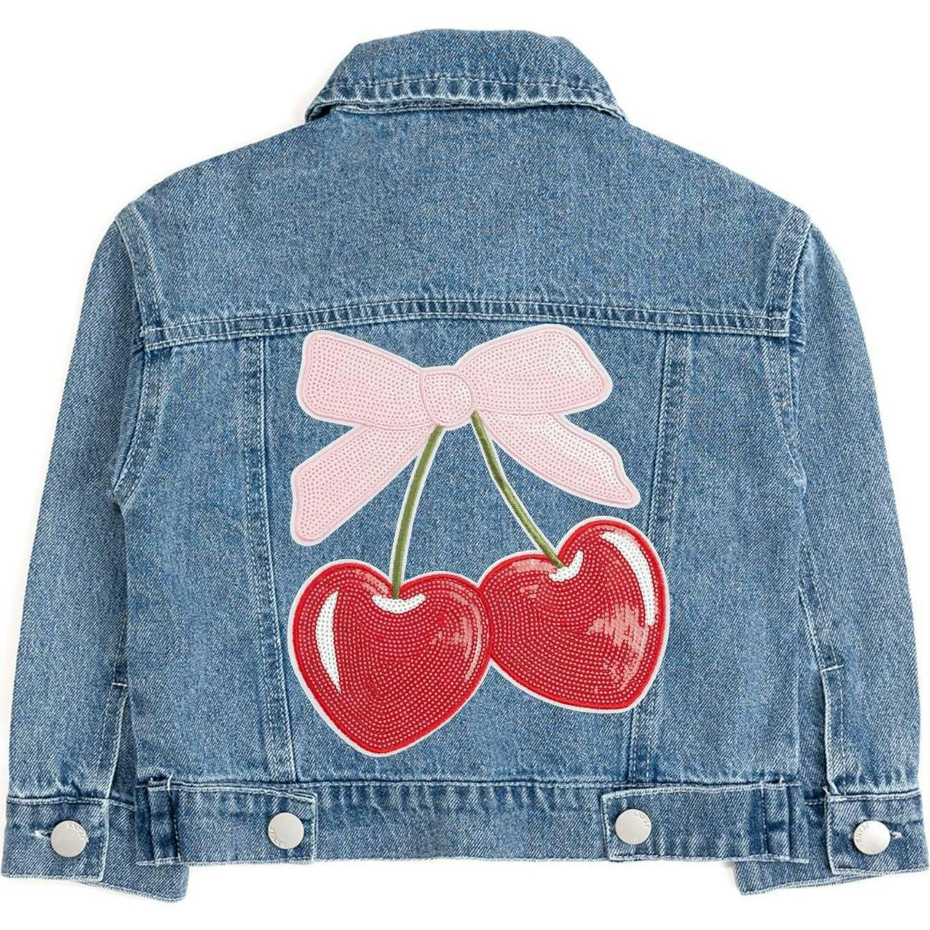 Cherry Sequin Patch Denim Jacket | Maisonette