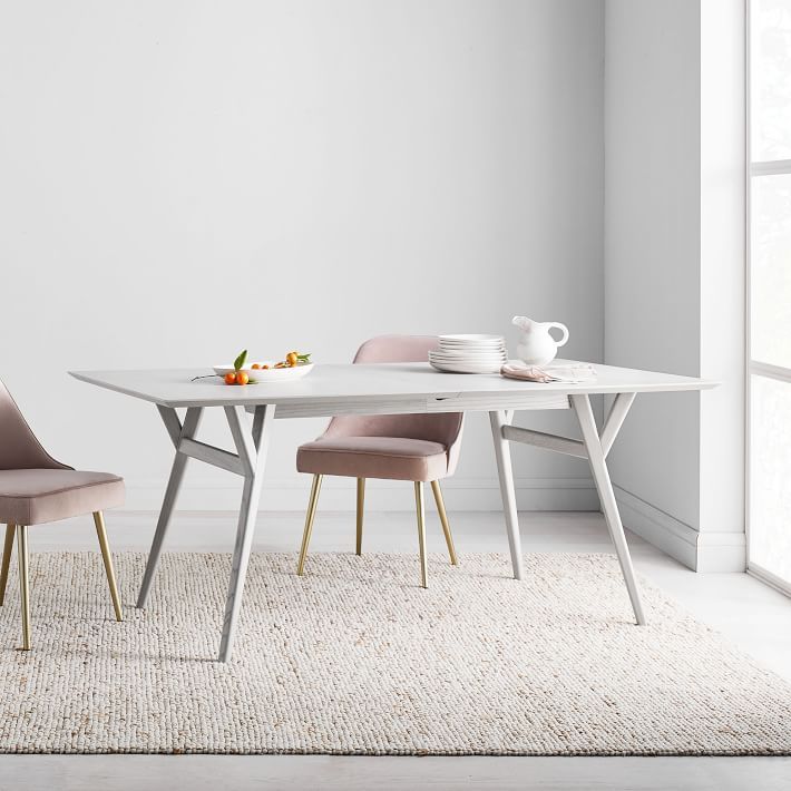 Mid-Century Expandable Dining Table - Pebble | West Elm (US)