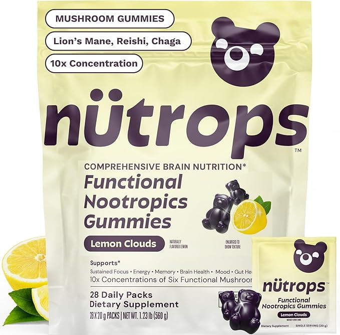 Grüns Nutrops Lions Mane Mushroom Gummies for Adults, Functional Nootropics, Herbal Brain Supple... | Amazon (US)