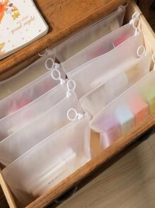 5pcs/10pcs Transparent Frosted Ring Zipper Bags For Underwear, Cosmetics, Stationery, Travel Stor... | SHEIN
