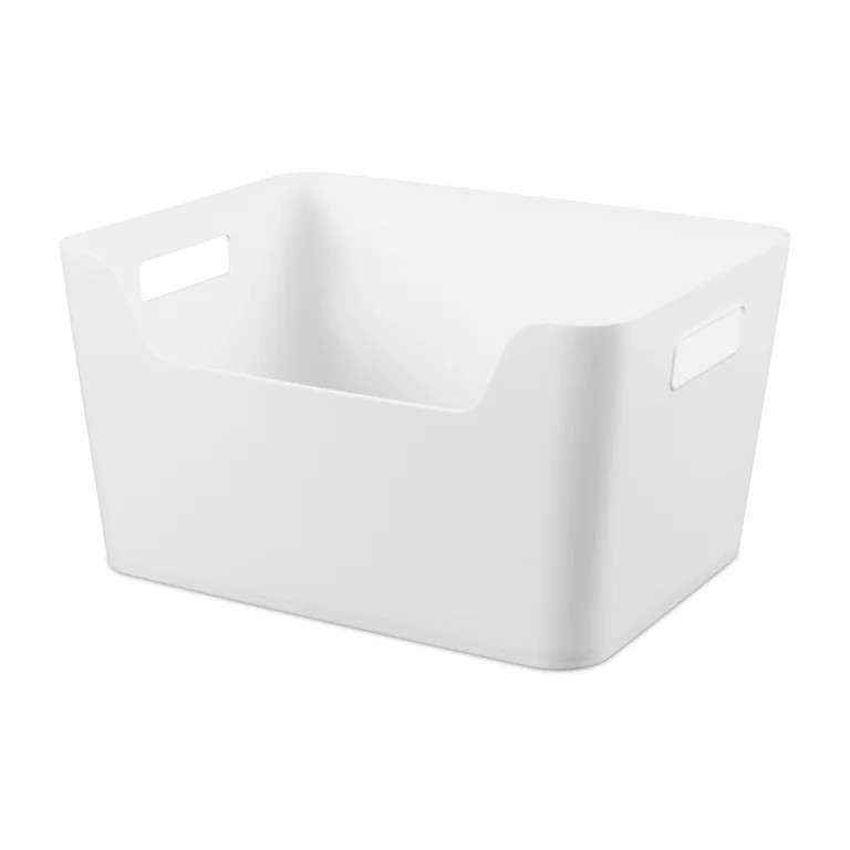Mainstays Large Easy Access Plastic Storage Bin, White - Walmart.com | Walmart (US)