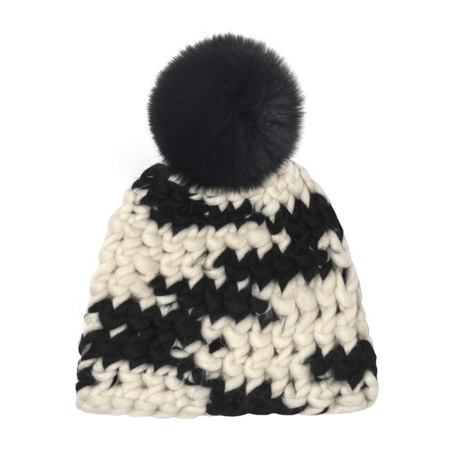Mischa Lampert - Beanie Pomster, Cow Print (White Prints Black, Size Small) Maisonette | Maisonette