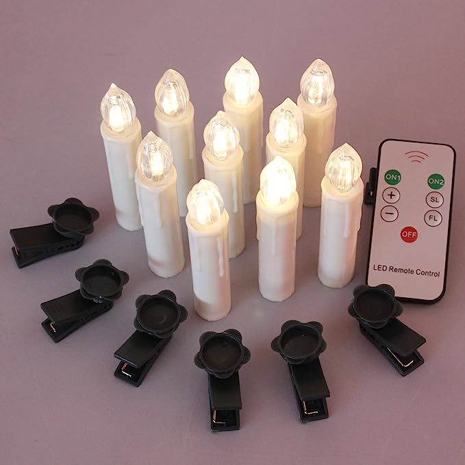TBW LED Flameless Taper Ivory Candles with Remote and Removable Clips, Drip Effect, Set of 10 | Amazon (US)