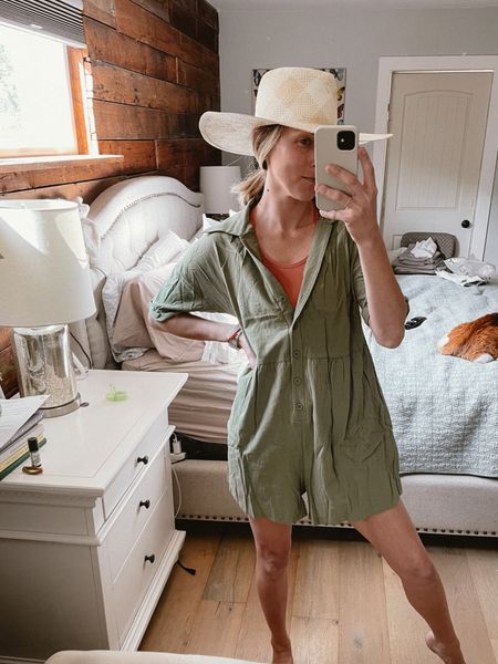 Loose linen romper. Wearing a Small.