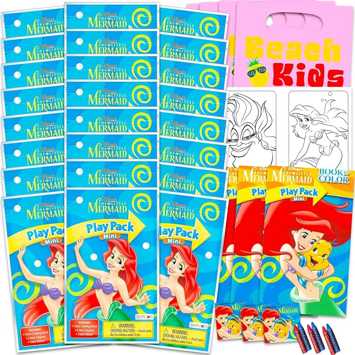 Disney The Little Mermaid Mini Party Favors Set - Bundle with 24 Ariel Play Packs with Coloring P... | Amazon (US)