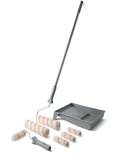 ROLLINGDOG Paint Roller Kit with Extension Pole - 9 Inch Paint Roller with Tray, 4Inch Mini Rollers,Stainless Steel Extension Pole (3ft) | Amazon (US)
