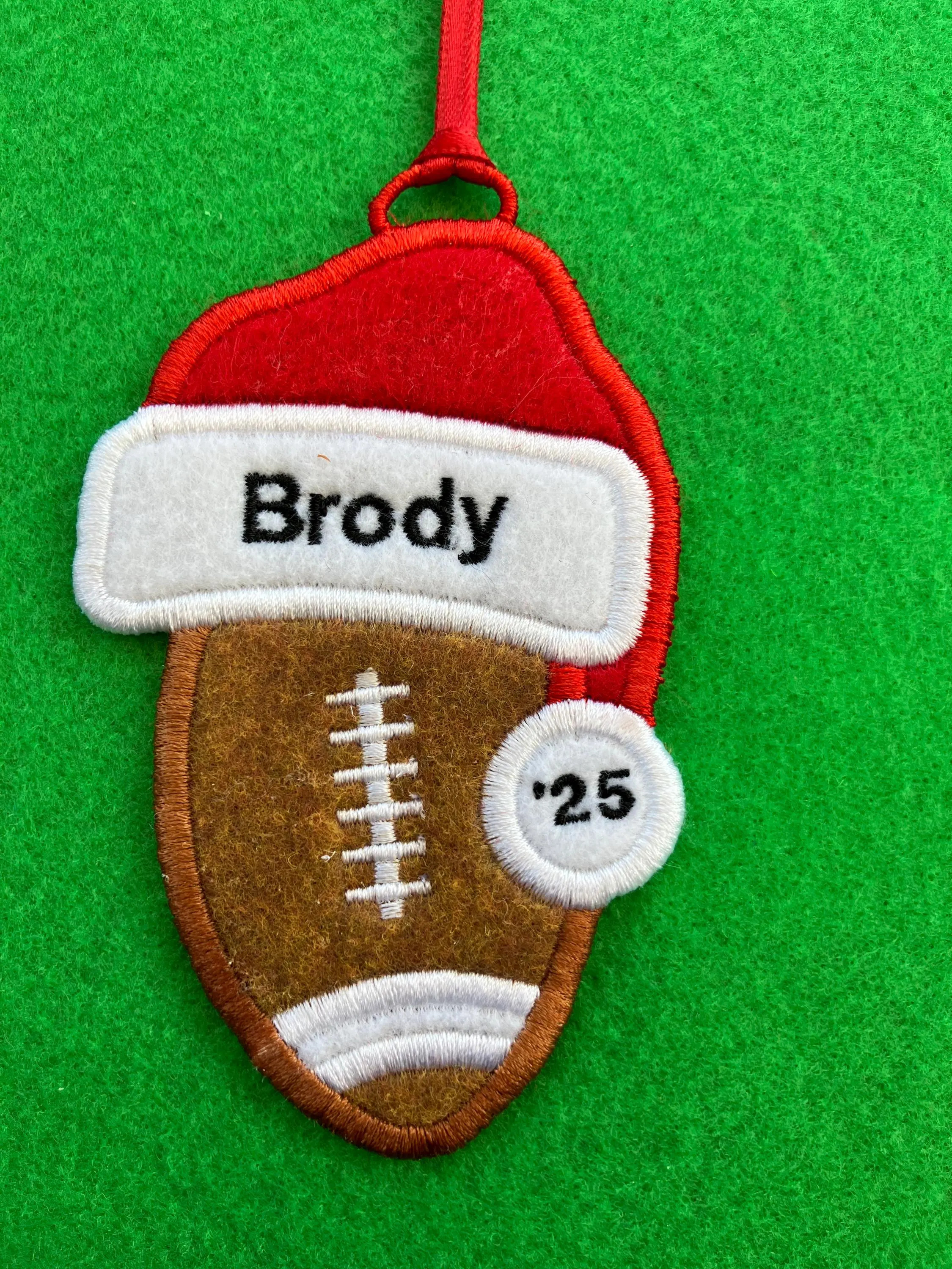 Football Santa Hat Girl or Boy Felt Christmas Ornament, Wreath Decoration, Stocking Decoration or... | Etsy (US)