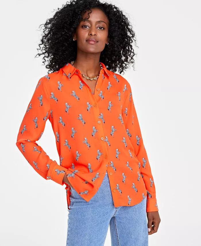 On 34th Women's Button-Front Crepe Shirt, Created for Macy's - Macy's | Macy's