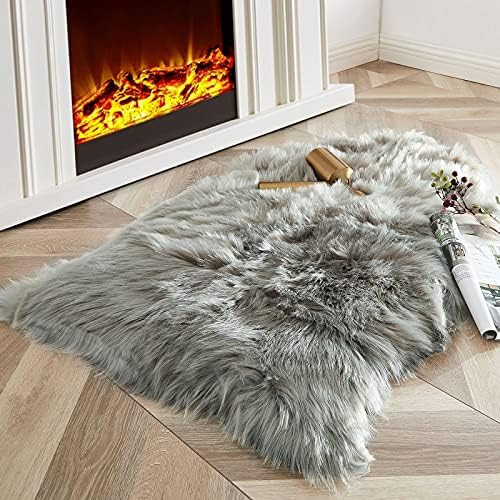 Carvapet Luxury Soft Faux Sheepskin Chair Cover Seat Pad Plush Fur Area Rugs for Bedroom, 2ft x 3ft, | Amazon (US)