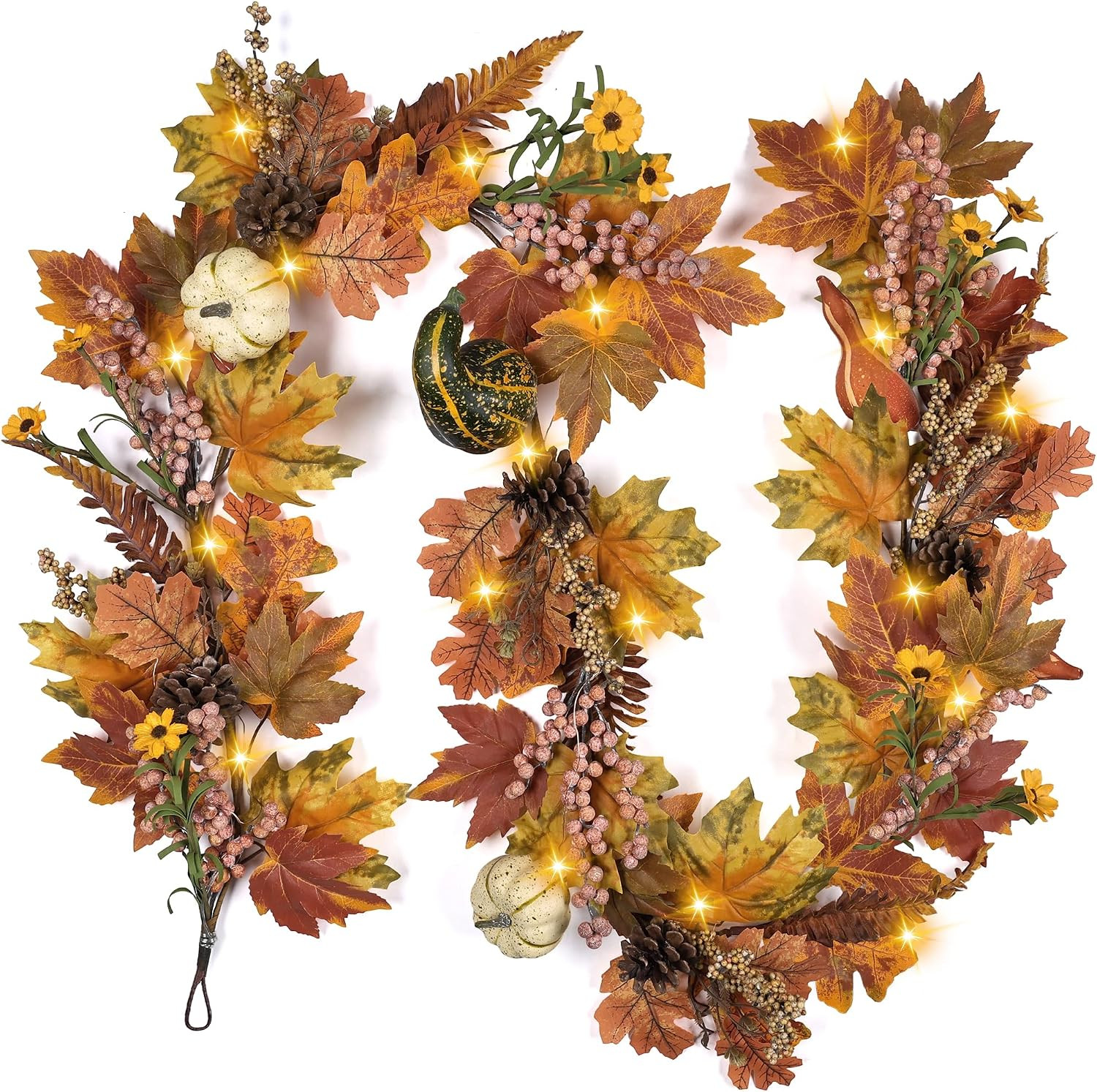 Fall Garland - 6 Ft Maple Leaf Pumpkin Berry Garland | Amazon (US)