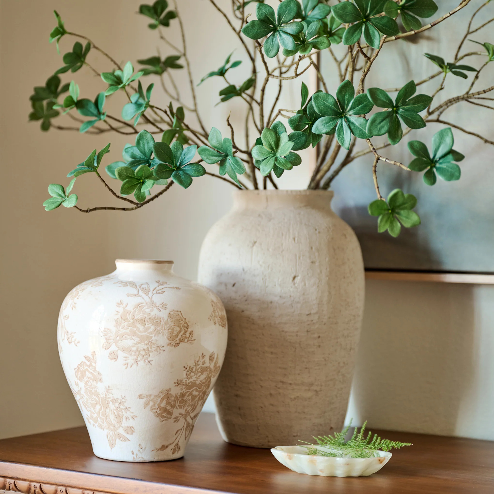 Taupe Distressed Floral Vase | Magnolia