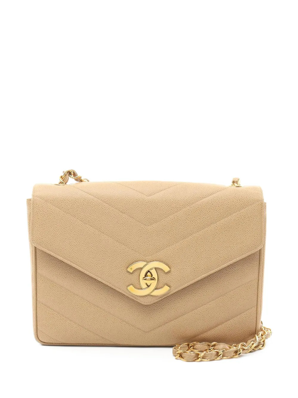 CHANEL Pre-Owned 1994-1996 V-stitch shoulder bag - Neutrals | Farfetch Global