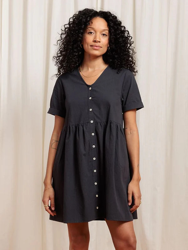 Nell Dress Crinkle Cotton Black | Tradlands