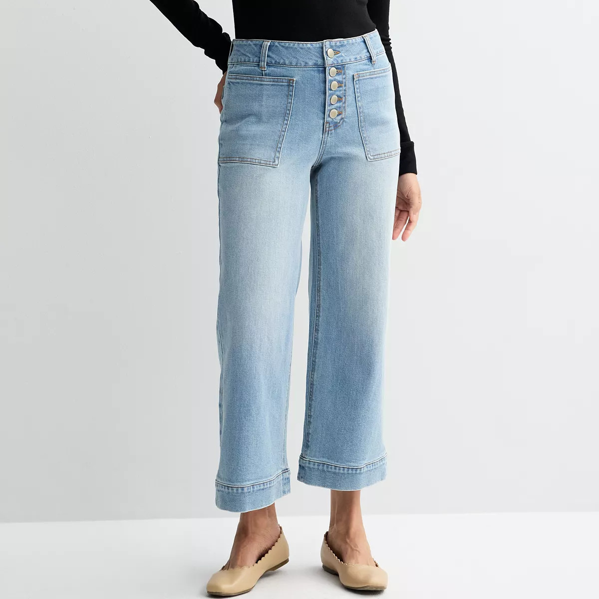 Women's Fourth + Bay Denim Square Pocket Button Front Pants | Kohl's