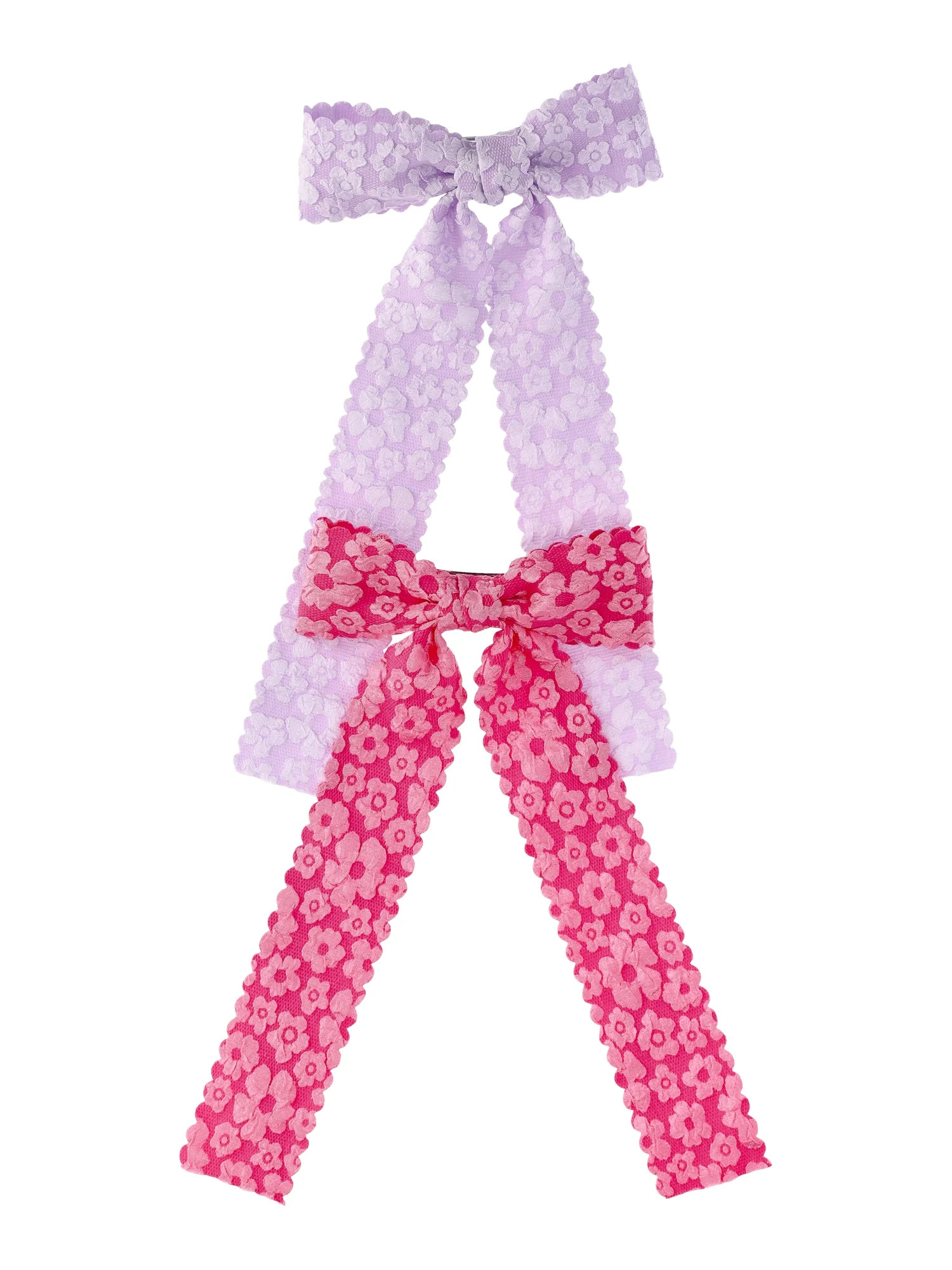 Wonder Nation Girls Flower Bow Barrette Hair Clip, 2-Piece, Pink/Purple | Walmart (US)