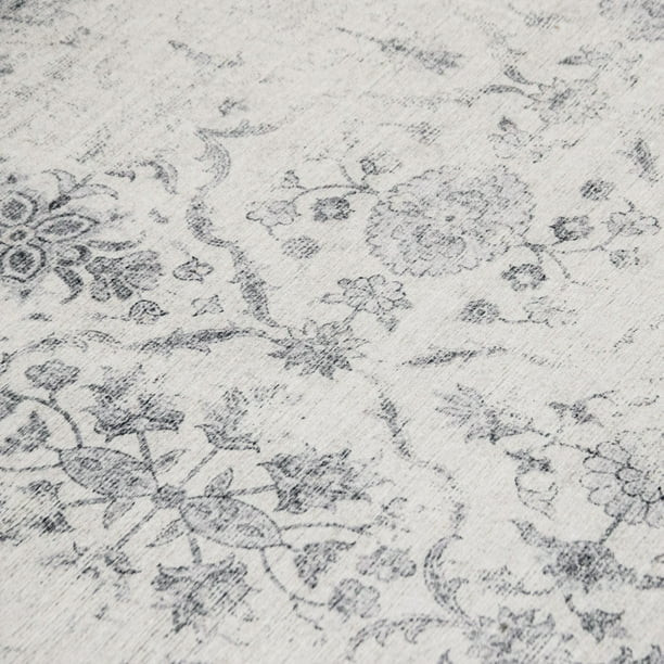 ReaLife Rugs Machine Washable Printed Vintage Distressed Trellis Ivory-Gray Eco-friendly Recycled... | Walmart (US)